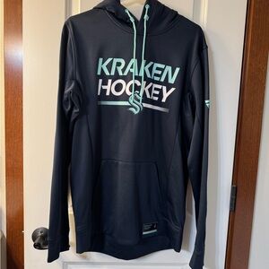Hockey Pullover Hoodie - Navy with Teal Accents